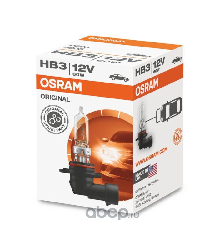 9005 Лампа 12V HB3 60W P20d OSRAM ORIGINAL LINE 1 шт. картон 9005 — фото 255x150